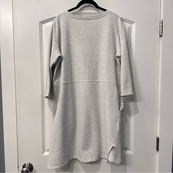 Eileen Fisher Organic Cotton 3/4 Sleeve Shift Dress Size Large White Gray - Picture 10 of 13